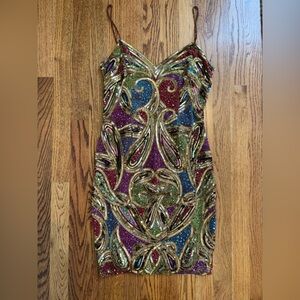 Naeem Khan Riazee Nights | Vintage Sequin Encrusted Beaded Cocktail Dress |Small